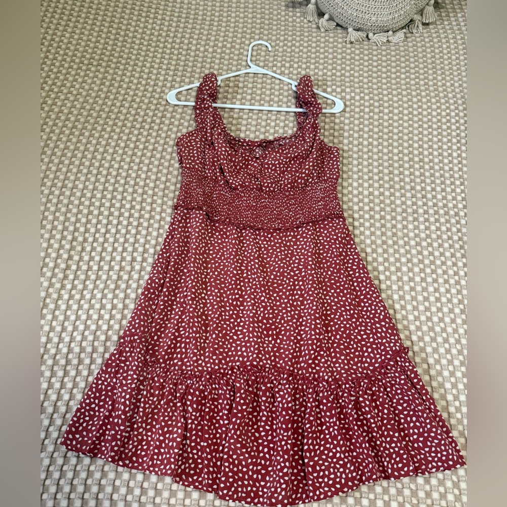 Redish ruffle dress